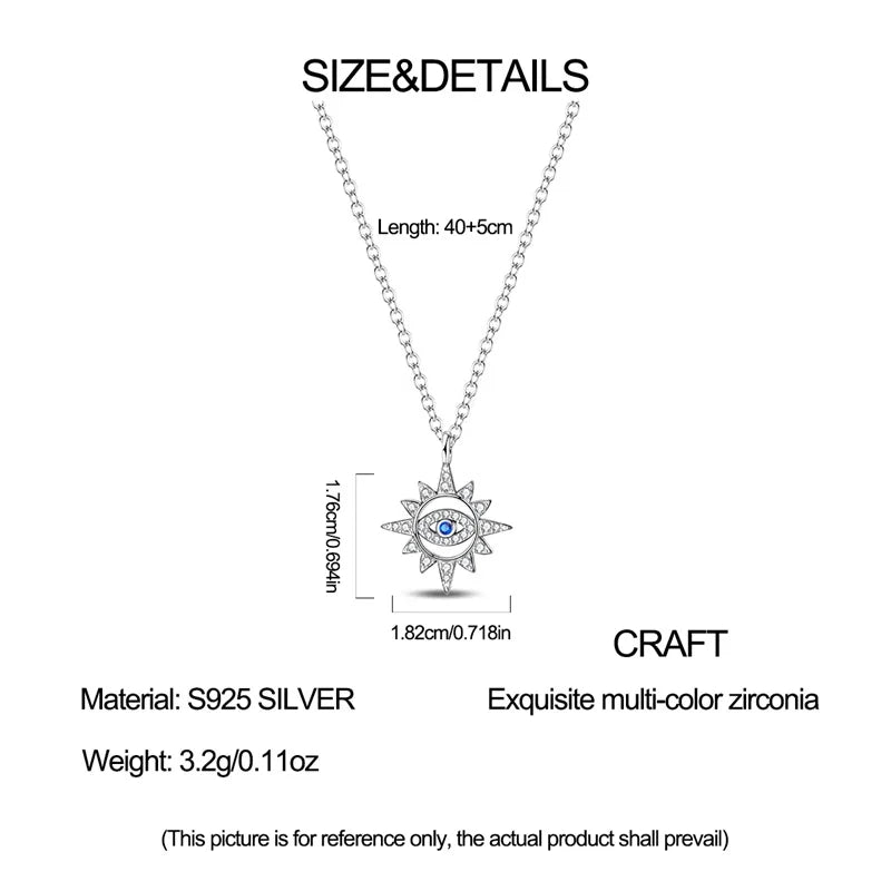 925 Sterling Silver Hamsa Hand of Fatima Evil Eye Protection Pendant Blue Eye Amulet Necklace for Women Fine Jewelry Gift