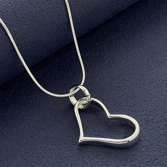 925 Sterling Silver Heart Pendant Necklace, Ladies Couple Simple Luxury Banquet Wedding Birthday Jewelry Gift